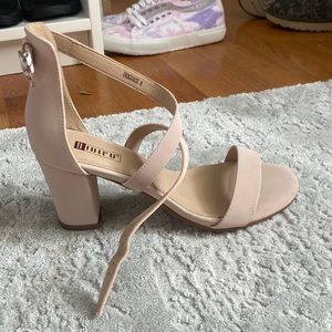 Amazon Nude Ankle Strap Platform Heels